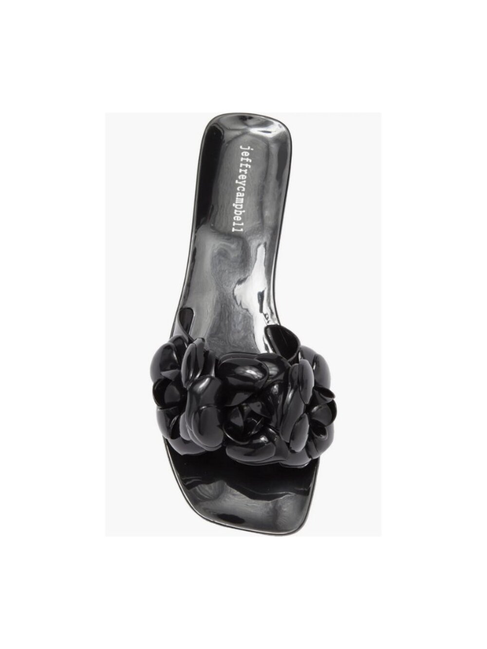 Jeffrey Campbell Sz. 9 Black Shiny Floralee Slide Sandal